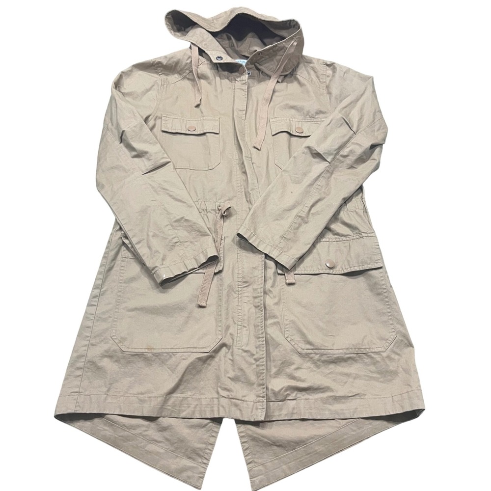 Vintage Charlotte‎ Russe Womens Tan Khaki Utility Anorak Hooded Parka Jacket S